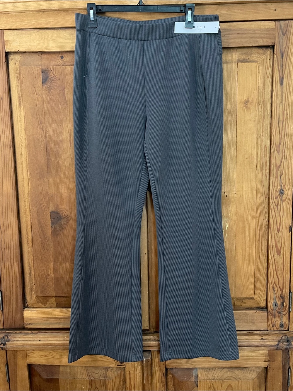 NWT Tribal Charcoal Gray Ribbed Flare Pant Sz. L